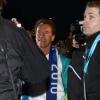 Arnold Scwharzenegger a eu l'honneur de porter la flamme olympique quelques heures avant le début de la cérémonie d'ouverture, 12 février 2010 !