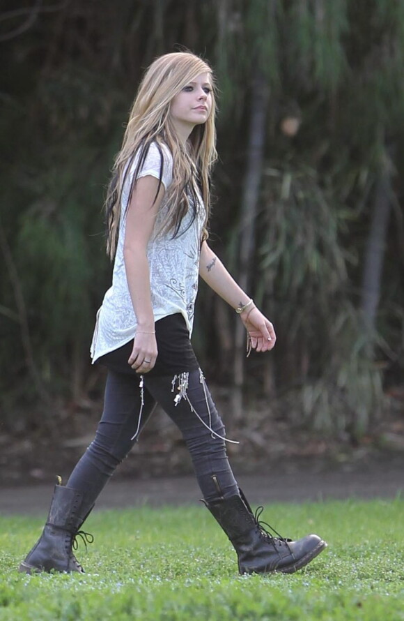 Avril Lavigne, mercredi 27 janvier, sur le tournage du clip Alice, à Los Angeles.