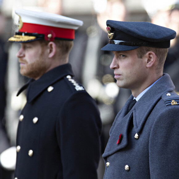 Le prince Harry, duc de Sussex, le prince William, duc de Cambridge - La famille royale d'Angleterre lors du National Service of Remembrance à Londres, deux mois avant l'annonce du "Megxit".