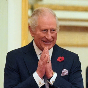 Le roi Charles III d'Angleterre, le Premier ministre Rishi Sunak, Alok Sharma et Brian Moynihan - Réception à Buckingham Palace avec des dirigeants mondiaux, des personnalités du monde des affaires, des écologistes et des ONG, à Londres, avant le sommet de la Cop 27.