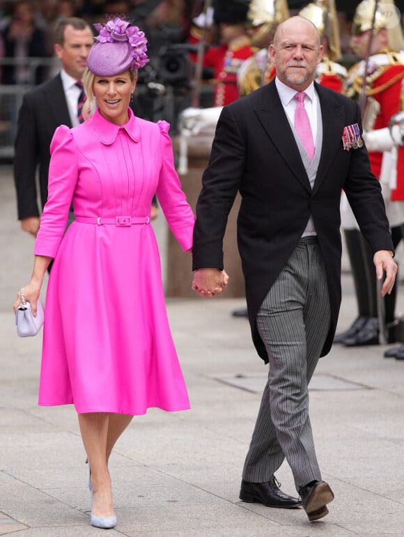 Zara Phillips (Zara Tindall) et son mari Mike Tindall - Les membres de la famille royale et les invités à la sortie de la messe du jubilé, célébrée à la cathédrale Saint-Paul de Londres, Royaume Uni, le 3 juin 2022. 
