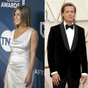 Jennifer Aniston aux "Screen Actors Guild Awards" 2020. Brad Pitt aux Oscars 2020.