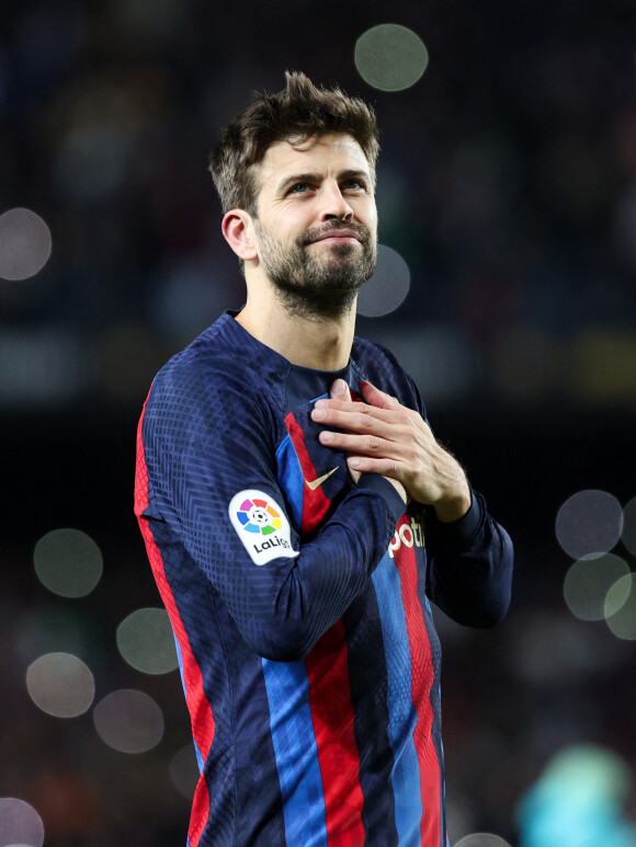 Gérard Piqué joue son dernier match au FC Barcelone, avant sa retraite, face au club d'Almeria à Barcelone. © Imago / Panoramic / Bestimage