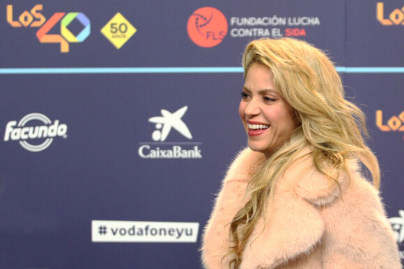 Shakira au photocall des 40èmes Music Awards à Barcelone, le 1er décembre 2016. 