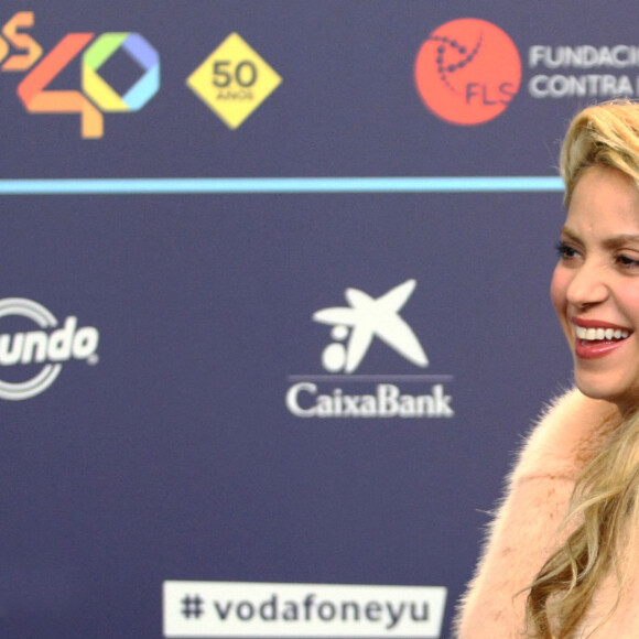Shakira au photocall des 40èmes Music Awards à Barcelone, le 1er décembre 2016. 