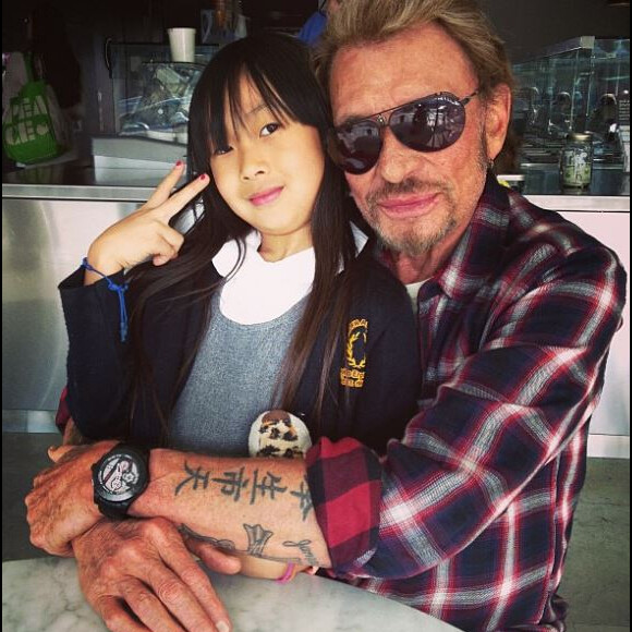 Johnny Hallyday avec sa fille Jade sur Instagram, le 1er mai 2013.