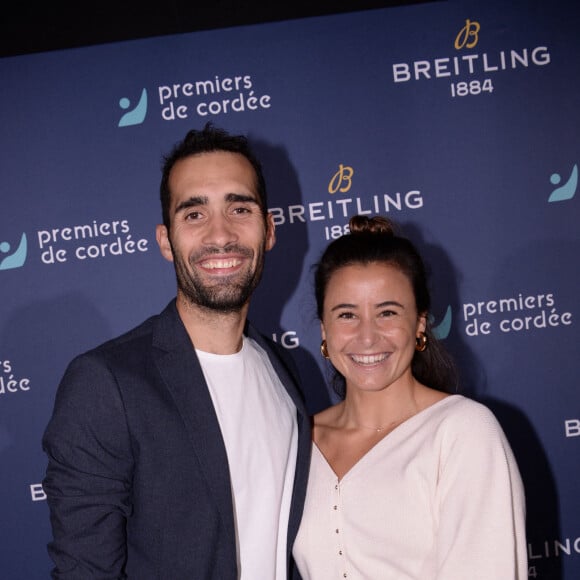 Exclusif - Martin Fourcade et Johanne Defay - Dîner de charité Breitling pour l'association "Premiers de cordée" à la Samaritaine à Paris le 8 octobre 2021. Lancement de la montre Superocean de 42 mm en édition limitée de 250 exemplaires,et dîner de charité et vente aux enchères caritative à La Samaritaine, sous le patronage de Breitling, pour récolter des fonds. Le menu de ce dîner unique a été préparé par un duo de chefs : le célèbre colombien J.Arbelaez et l'Italien D.Imbroisi. Attachées aux valeurs de générosité et de solidarité, l'association Premiers de Cordée et Breitling font désormais équipe pour aider les enfants hospitalisés via une pratique sportive adaptée. © Rachid Bellak / Bestimage