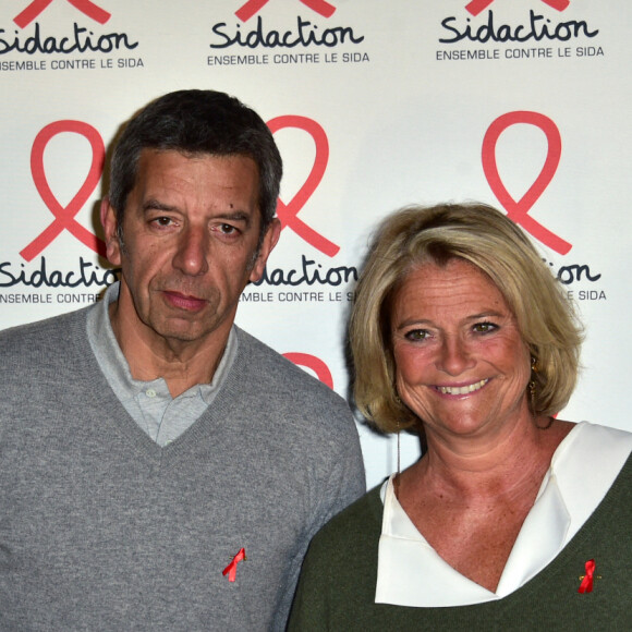 Michel Cymes et Marina Carrère d'Encausse - Soirée de lancement du Sidaction 2016 au Musée du Quai Branly à Paris le 7 mars 2016. © Giancarlo Gorassini/Bestimage