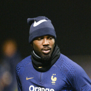 Karim Benzema, Marcus Thuram lors de l'entraînementde l'équipe de France de football au centre de formation et centre National du Footbal de Clairefontaine-en-Yvelines, France, le 14 novembre 2022. © Jean-Baptiste Autissier/Panoramic/Bestimage