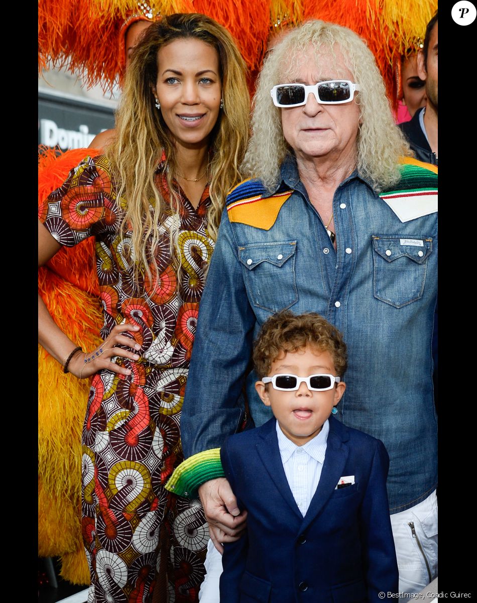 Michel Polnareff, sa compagne Danyellah et leur fils Louka - Michel Polnareff fête son 72e anniversaire. Le 3 juillet 2016. © Coadic Guirec / Bestimage