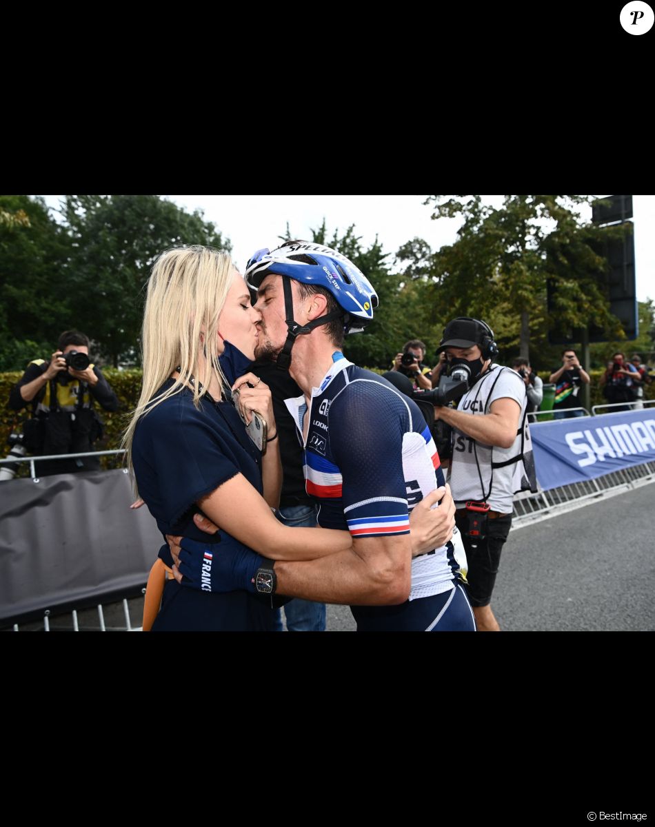 Julian Alaphilippe et Marion Rousse - Championnats du Monde UCI - Elite Hommes en Belgique le 26 septembre 2021.