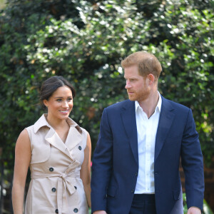 Le prince Harry, duc de Sussex, et Meghan Markle, duchesse de Sussex, se rendent à la réception des industries créatives et des entreprises à Johannesburg, le 2 octobre 2019. Sur place, le couple princier rencontre des représentants des milieux d'affaires britanniques et sud-africains dont des jeunes entrepreneurs locaux. 