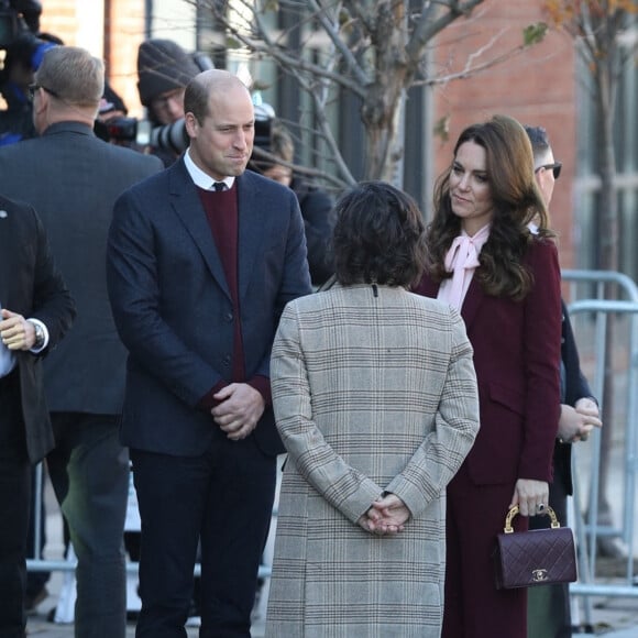 Le prince William, prince de Galles, et Catherine (Kate) Middleton, princesse de Galles, arrivent à Somerville lors de leur visite officielle aux Etats-Unis, le 1er décembre 2022. Le couple royal n'était plus venu aux Etats-Unis depuis 2014. 