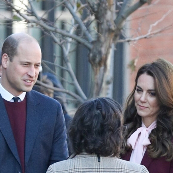 Le prince William, prince de Galles, et Catherine (Kate) Middleton, princesse de Galles, arrivent à Somerville lors de leur visite officielle aux Etats-Unis, le 1er décembre 2022. Le couple royal n'était plus venu aux Etats-Unis depuis 2014. 