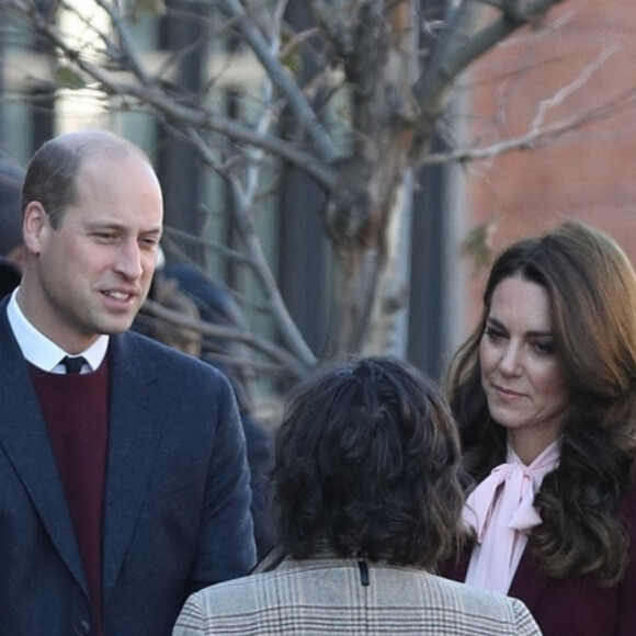 Le prince William, prince de Galles, et Catherine (Kate) Middleton, princesse de Galles, arrivent à Somerville lors de leur visite officielle aux Etats-Unis, le 1er décembre 2022. Le couple royal n'était plus venu aux Etats-Unis depuis 2014. 