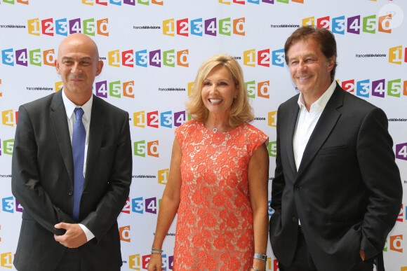François Lenglet, Fabienne Amiach et Henri Sannier - Conférence de presse de rentrée à France Télévisions, le 28 août 2012.