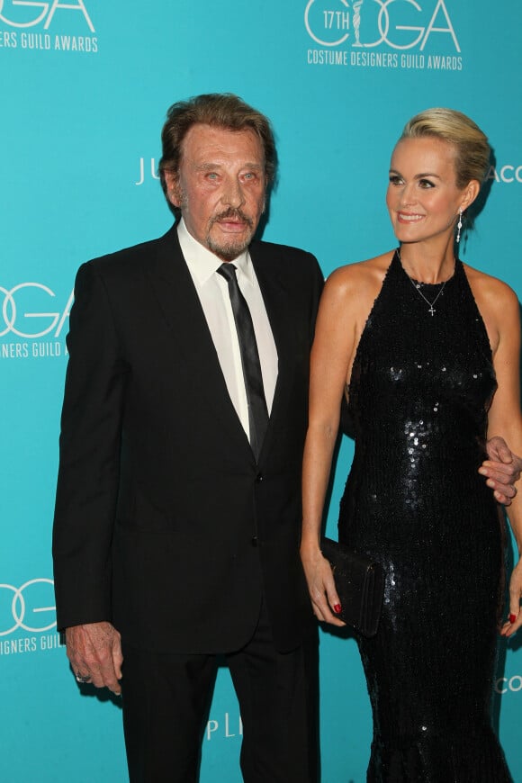 Johnny Hallyday et sa femme Laeticia - People au 17ème "Costume Designers Guild Awards" à Beverly Hills. Le 17 février 2015