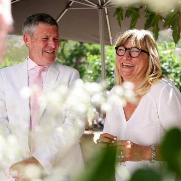 Exclusif - Mariage civil de Christine Bravo et Stéphane Bachot devant la mairie de Occhiatana en Corse le 11 Juin 2022 © Dominique Jacovides / Bestimage