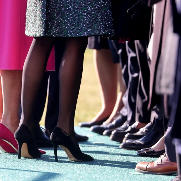 La première dame Jill Biden et Brigitte Macron (détail) - Cérémonie d'accueil du président de la République française Emmanuel Macron et de la première Dame Brigitte Macron à la Maison Blanche à Washington le 1er décembre 2022. © Dominique Jacovides / Bestimage