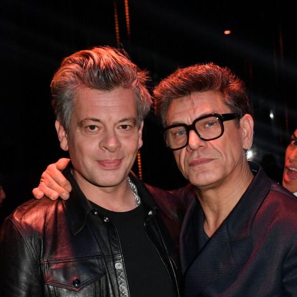 Exclusif - Benjamin Biolay et Marc Lavoine - Backstage - Enregistrement de l'émission "La fête de la Chanson française" à Paris, diffusée le 29 novembre sur France 2. Le 7 novembre 2022 © Cyril Moreau-Veeren / Bestimage