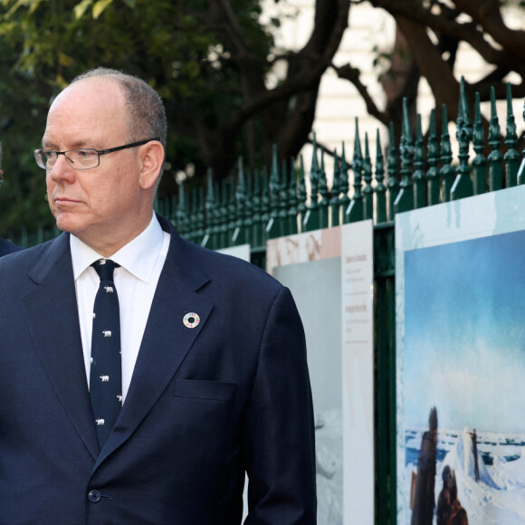 Le prince Albert II de Monaco, Mélanie Laurent - Inauguration de l'exposition Mission Polaire au musée océanographique de Monaco le 1er juin 2022. © Claudia Albuquerque / Bestimage
