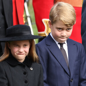 La princesse Charlotte de Galles et Le prince George de Galles, - Funérailles nationales de la reine Elizabeth II à Londres, le 19 septembre 2022. © Avalon/panoramic/Bestimage 