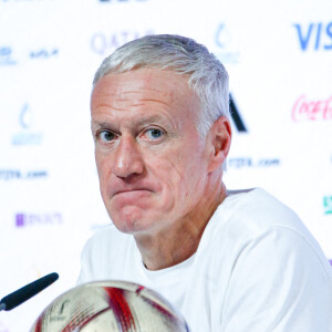 Didier Deschamps en conférence de presse lors de la Coupe du Monde 2022 au Qatar (FIFA World Cup Qatar 2022), le 13 décembre 2022. © William Volcov/Zuma Press/Bestimage