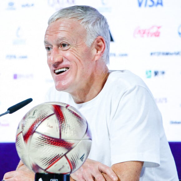 Didier Deschamps en conférence de presse lors de la Coupe du Monde 2022 au Qatar (FIFA World Cup Qatar 2022), le 13 décembre 2022. © William Volcov/Zuma Press/Bestimage