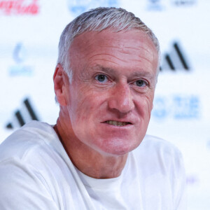 L'entraineur et sélectionneur de l'équipe de France, Didier Deschamps, en conférence de presse lors de la coupe du Monde au National Concention Center à Doha au Qatar, la veille du quart de finale opposant l'Angleterre à la France. © William Volcov/Zuma Press/Bestimage