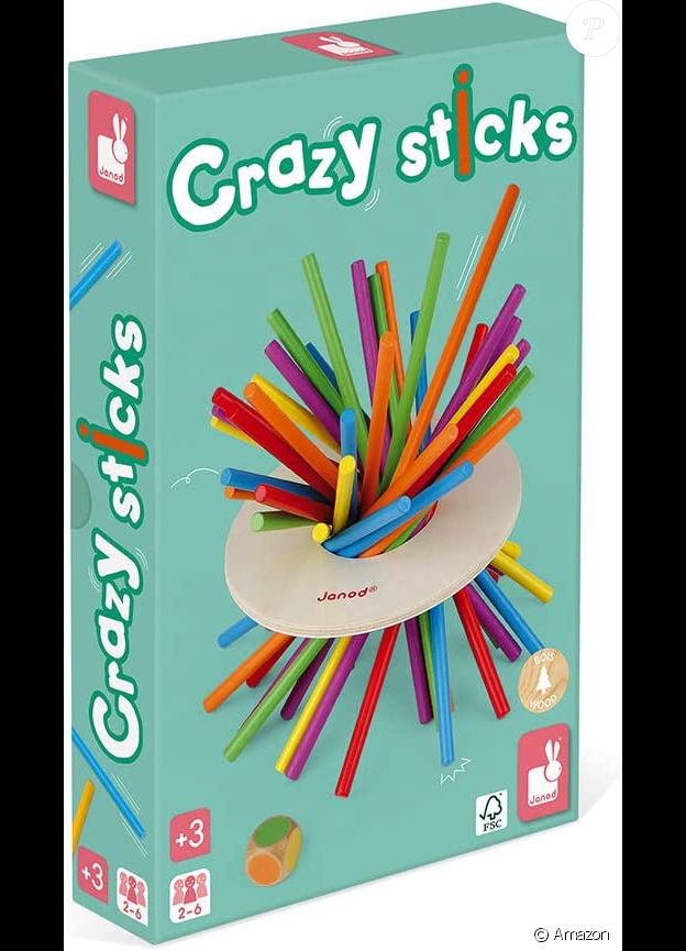 Ne faites pas tomber le disque central en retirant les bâtons avec ce jeu de société Crazy Sticks de Janod
