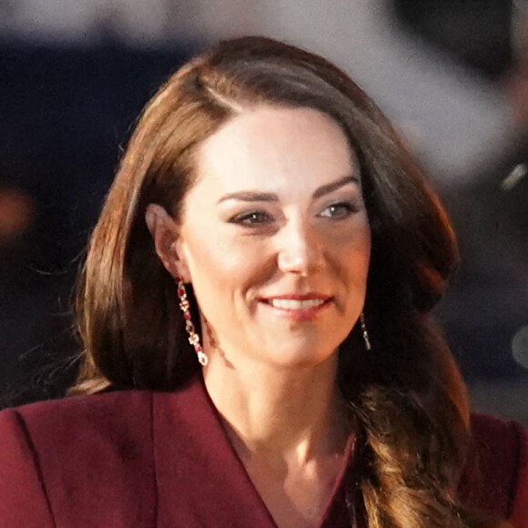 Catherine (Kate) Middleton, princesse de Galles, arrive pour le "Together at Christmas" Carol Service à l'abbaye de Westminster à Londres, Royaume uni.