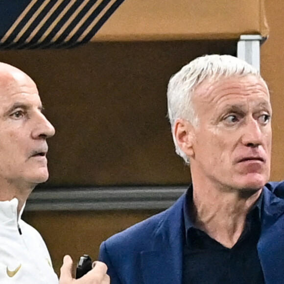 Didier Deschamps, Adjoint Guy Stephan - Match "France - Argentine (3-3 - tab 2-4)" en finale de la Coupe du Monde 2022 au Qatar, le 18 décembre 2022. © Philippe Perusseau / Bestimage