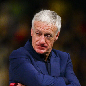 Deception de Didier Deschamps entraineur / Selectionneur France - Remise du trophée de la Coupe du Monde 2022 au Qatar (FIFA World Cup Qatar 2022) à l'équipe d'argentine après sa victoire contre la France en finale (3-3 - tab 2-4). Doha, le 18 décembre 2022.