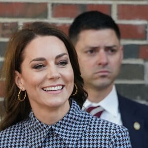 Catherine (Kate) Middleton, princesse de Galles, lors d'une visite au Centre sur l'enfant en développement de l'Université Harvard de Cambridge à Boston, Massachusetts, Etats-Unis, le 2 décembre 2022. 