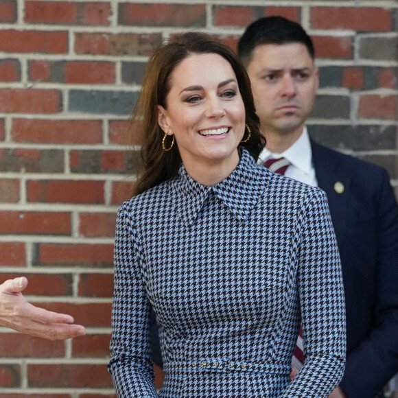 Catherine (Kate) Middleton, princesse de Galles, lors d'une visite au Centre sur l'enfant en développement de l'Université Harvard de Cambridge à Boston, Massachusetts, Etats-Unis, le 2 décembre 2022. 