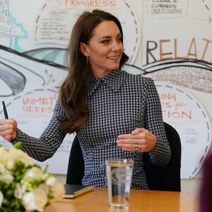 Catherine (Kate) Middleton, princesse de Galles, lors d'une visite au Centre sur l'enfant en développement de l'Université Harvard de Cambridge à Boston, Massachusetts, Etats-Unis, le 2 décembre 2022. 