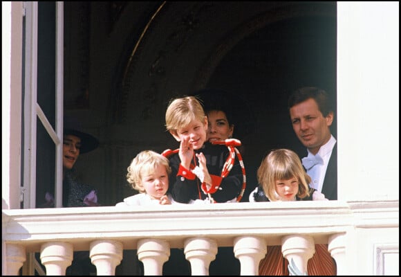Archives - La princesse Caroline de Monaco, Pierre, Andréa, Charlotte et Stephano Casiraghi à la fête monégasque de Monaco. @Jacovides-Giribaldi/Bestimage