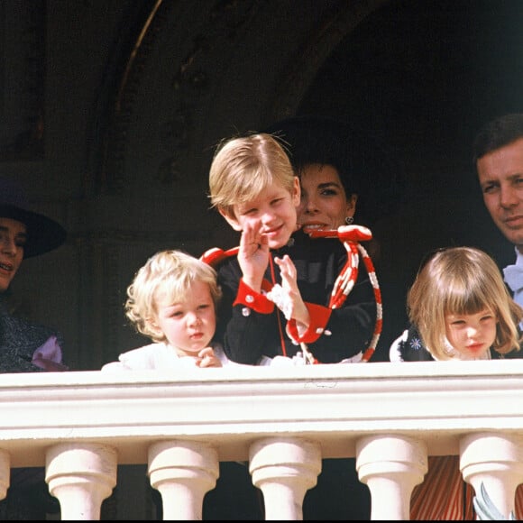 Archives - La princesse Caroline de Monaco, Pierre, Andréa, Charlotte et Stephano Casiraghi à la fête monégasque de Monaco. @Jacovides-Giribaldi/Bestimage