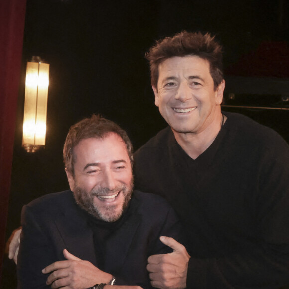 Exclusif - Bernard Montiel, Patrick Bruel - Enregistrement de l'émission "Olympiascope", présentée par B.Montiel et diffusée le 31 décembre sur Olympia TV, une chaîne du groupe Canal+ et en replay sur myCANAL. Le 5 décembre 2022 © Jack Tribeca / Bestimage