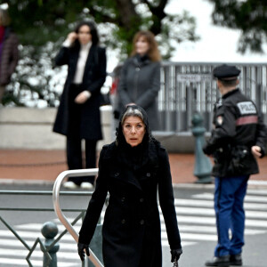 Caroline de Hanovre - Arrivées aux obsèques de l'ancien archevêque de la principauté de Monaco, Bernard Barsi en la cathédrale de Monaco le 4 janvier 2023. © Bruno Bebert/Bestimage