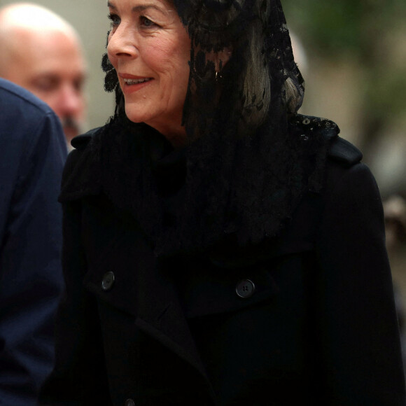 La princesse Caroline de Hanovre - Arrivées aux obsèques de l'ancien archevêque de la principauté de Monaco, Bernard Barsi en la cathédrale de Monaco le 4 janvier 2023. © Jean-François Ottonello/Nice-Matin/Bestimage 