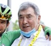 Mark Cavendish et Eddy Merckx - La légende belge du cyclisme Eddy Merckx assiste au départ de la 19 ème étape du Tour de France entre Mourenx et Libourne, le 16 juillet 2021. © Photo News / Panoramic / Bestimage