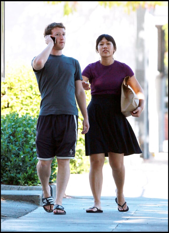 Mark Zuckerberg et sa compagne Priscilla Chan à Palo Alto.