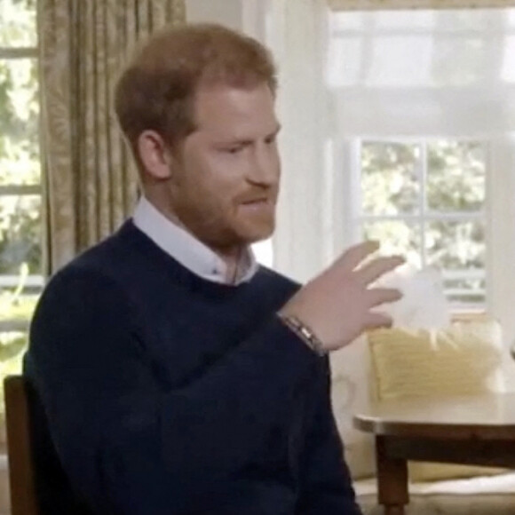 Bande-annonce de l'interview du prince Harry, duc de Sussex, avec Tom Bradby pour la chaîne britannique ITV, avant la sortie de l'autobiographie du prince "Spare" ("Le Suppléant"). Le 4 janvier 2023. 