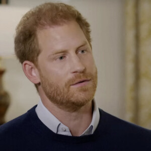 Le prince Harry, duc de Sussex, en interview avec le journaliste Tom Bradby sur la chaine "ITV News". 