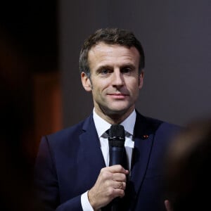 Le président français Emmanuel Macron a prononcé un discours consacré à la relation franco-louisianaise et à la francophonie à La Nouvelle-Orleans, à l'occasion de son voyage officiel aux Etats-Unis. Le 2 décembre 2022 © Dominique Jacovides / Bestimage