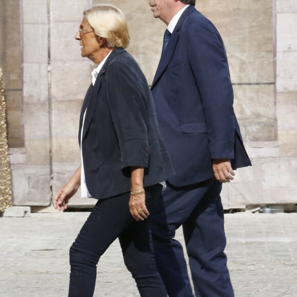 Isabelle Balkany et son mari Patrick Balkany - Cérémonie en hommage à Charles Pasqua à la cathédrale Saint-Louis des Invalides à Paris, le 3 juillet 2015. © Alain Guizard/Bestimage