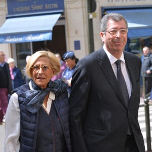 Isabelle et Patrick Balkany - Obsèques de Patachou en l'église Saint-Justin à Levallois-Perret, le 7 mai 2015.