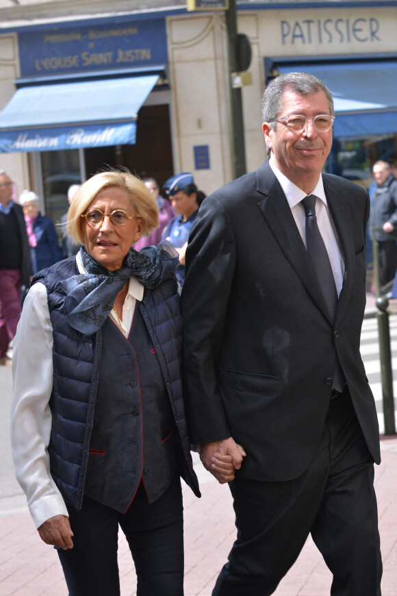 Isabelle et Patrick Balkany - Obsèques de Patachou en l'église Saint-Justin à Levallois-Perret, le 7 mai 2015.