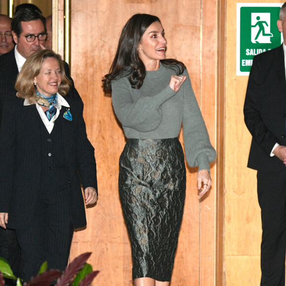 La reine Letizia d'Espagne lors de la cérémonie de clôture de la 10ème édition du "Promociona Project" à Madrid, Espagne, le 11 janvier 2023. 
